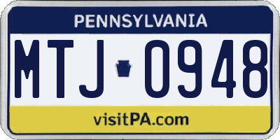 PA license plate MTJ0948