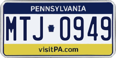 PA license plate MTJ0949