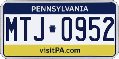 PA license plate MTJ0952