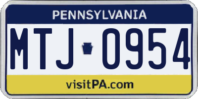 PA license plate MTJ0954
