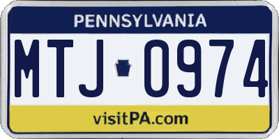 PA license plate MTJ0974