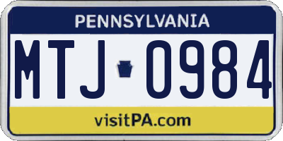 PA license plate MTJ0984