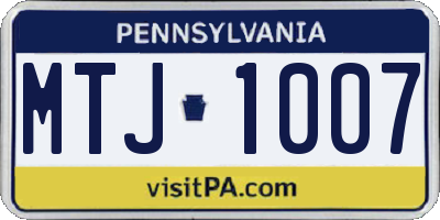 PA license plate MTJ1007