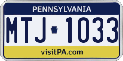 PA license plate MTJ1033
