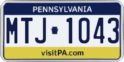 PA license plate MTJ1043