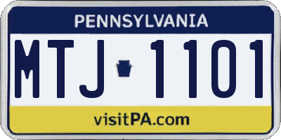 PA license plate MTJ1101