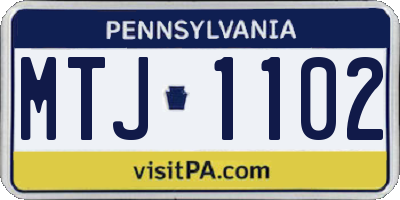 PA license plate MTJ1102