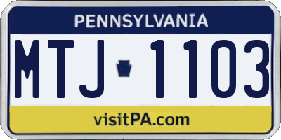 PA license plate MTJ1103