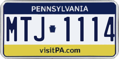 PA license plate MTJ1114