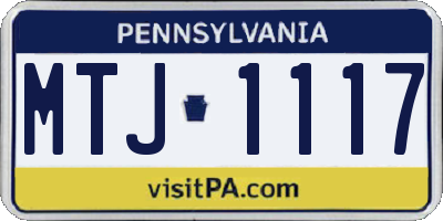 PA license plate MTJ1117