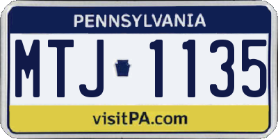 PA license plate MTJ1135