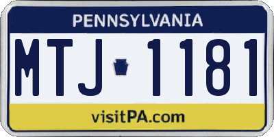 PA license plate MTJ1181