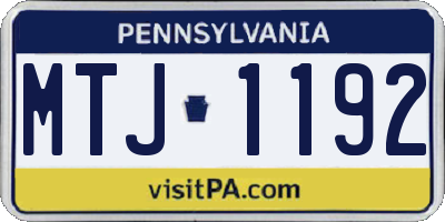 PA license plate MTJ1192