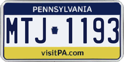 PA license plate MTJ1193