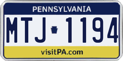 PA license plate MTJ1194