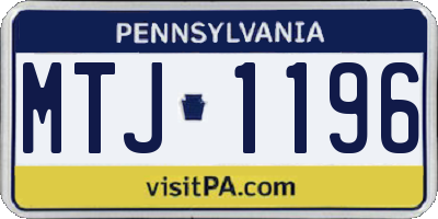 PA license plate MTJ1196