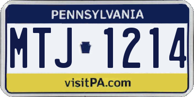 PA license plate MTJ1214