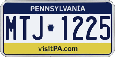 PA license plate MTJ1225