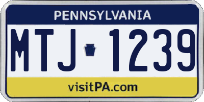PA license plate MTJ1239