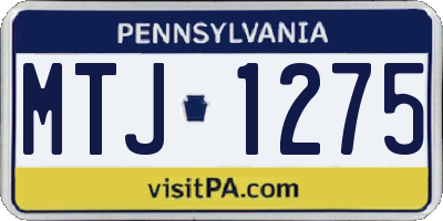 PA license plate MTJ1275