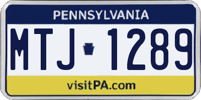 PA license plate MTJ1289