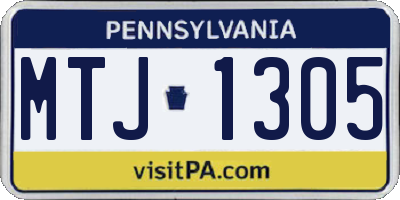 PA license plate MTJ1305