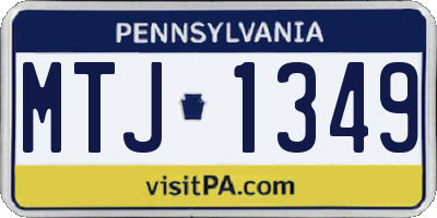 PA license plate MTJ1349