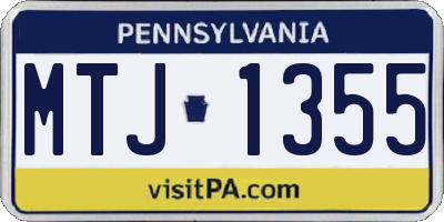 PA license plate MTJ1355