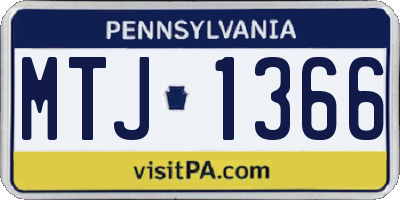PA license plate MTJ1366