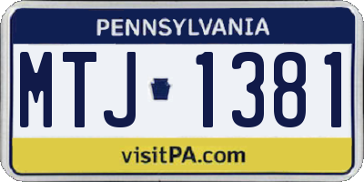 PA license plate MTJ1381