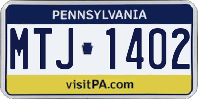 PA license plate MTJ1402