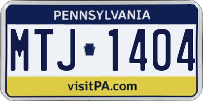 PA license plate MTJ1404