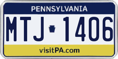 PA license plate MTJ1406