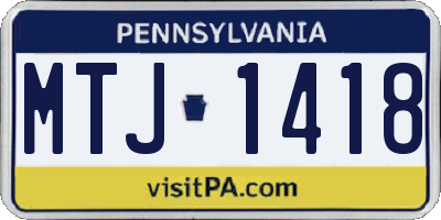 PA license plate MTJ1418