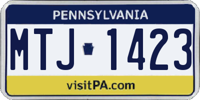 PA license plate MTJ1423