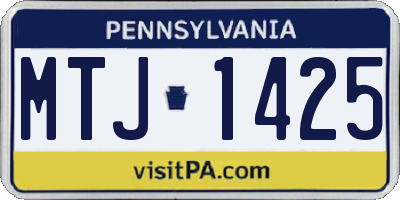 PA license plate MTJ1425