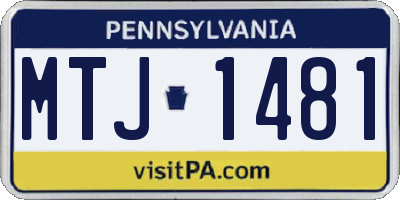 PA license plate MTJ1481