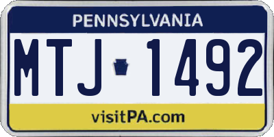 PA license plate MTJ1492