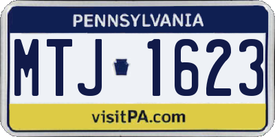 PA license plate MTJ1623