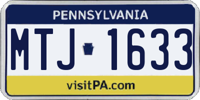 PA license plate MTJ1633