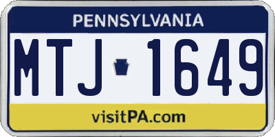 PA license plate MTJ1649