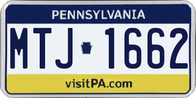 PA license plate MTJ1662