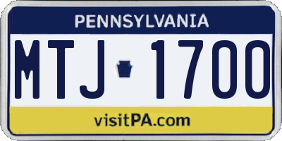 PA license plate MTJ1700