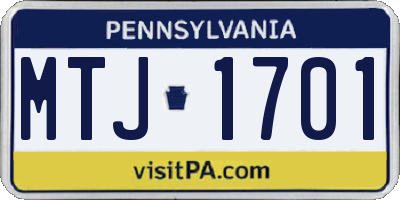 PA license plate MTJ1701
