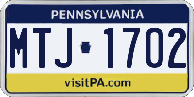 PA license plate MTJ1702