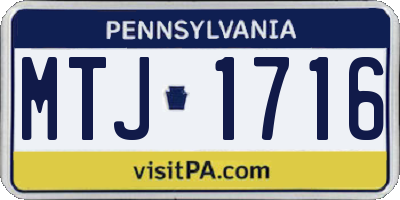 PA license plate MTJ1716
