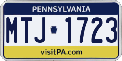 PA license plate MTJ1723