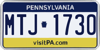 PA license plate MTJ1730