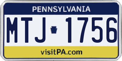 PA license plate MTJ1756