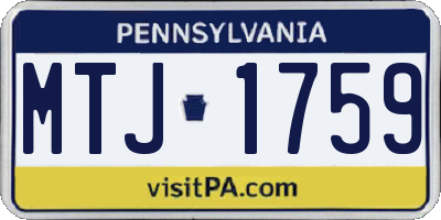 PA license plate MTJ1759